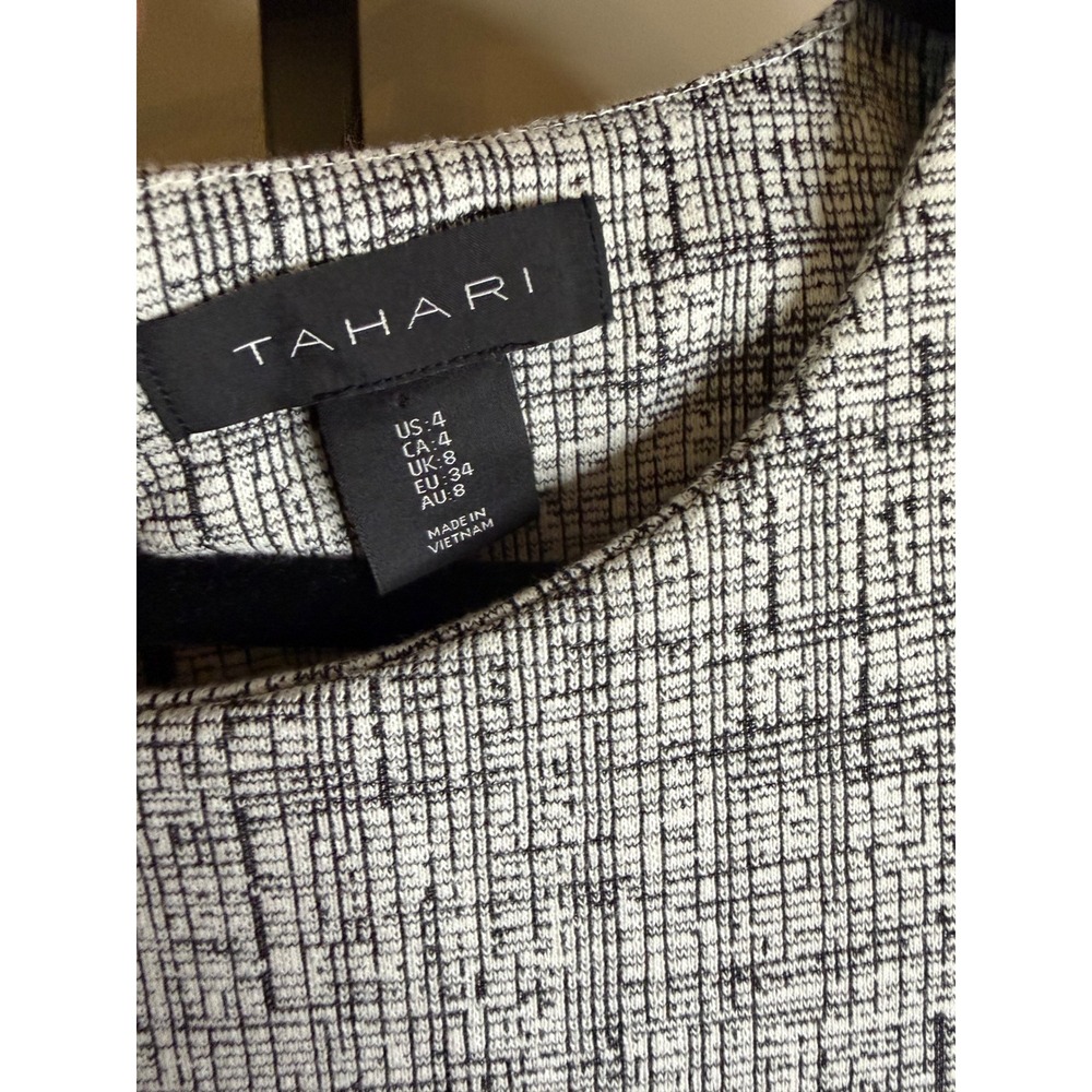Tahari Womens Black White Crosshatch Short Sleeve Sheath Dress Size 4 - Picture 4 of 4